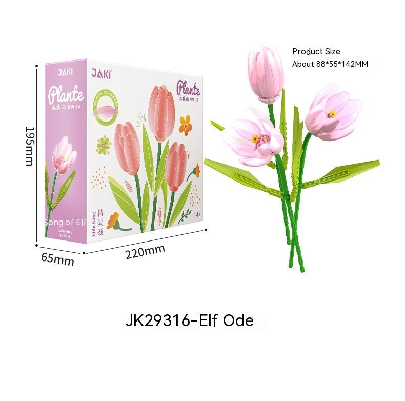 Tulip Building Blocks Flower Assembling Toy Bouquet Decoration