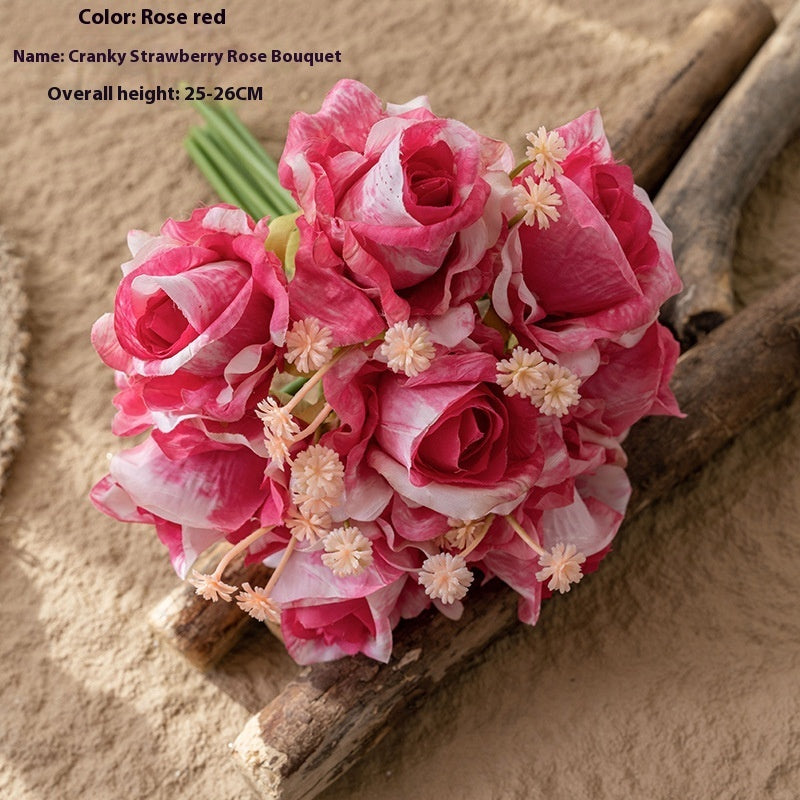 Decoration Wedding Hand-held Strawberry Rose Bouquet Artificial Flower
