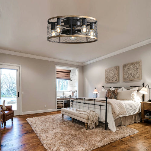 20 Inch Indoor Caged Ceiling Fan With Light Remote Control LED Bulb Ceiling Fan