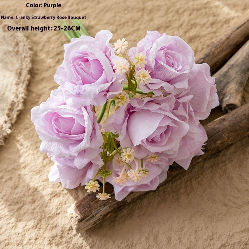 Decoration Wedding Hand-held Strawberry Rose Bouquet Artificial Flower