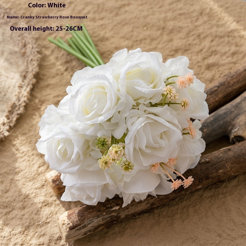 Decoration Wedding Hand-held Strawberry Rose Bouquet Artificial Flower